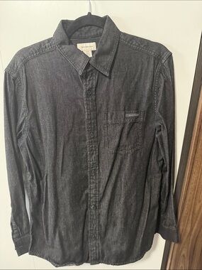 Calvin Klein Men's Washed Black Button-Down Denim Shirt